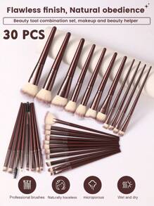 46/41/36pcs Makeup Sponge Puff And Makeup Brush Set, Includes Powder Brush, Blush Brush, Contour Brush, Foundation Brush, Nose Brush, Eye Shadow Brush, Eyebrow Brush, Lip Brush, Detail Brush, Makeup Sponge Blender, Triangle Powder Puff, Makeup Brush Cleaning Bowl, Makeup Sponge, Finger Puff, Mini Detail Makeup Sponge, 1 Makeup Headband And 2 Wrist Bands, Makeup Remover Puff,Giveaways,Professional Makeup Brushes,Complete Makeup Set - Multicolor - View 2