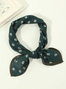 1pc Men's Fashion Leaf, Grass, Polka Dot Pattern Bohemian Style Velvet Thick Square Scarf/Neck Warmer, Suitable For Travel, Outdoor, Daily, School Outfit