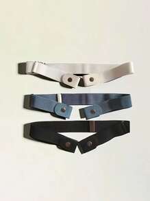 3pcs Simple Canvas Elastic Belts Stylish Casual Invisible Belt Dress Coat Accessories For Women - Multicolor - View 7