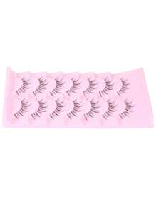 7 Pairs Manga Lashes Natural Look Anime Lashes With Clear Band Natural Manga Eyelashes Manhua Manhwa Lashes Korean Japanese Style Cosplay Lashes - Black - View 7