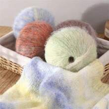 3 Pcs Oil Painting Gradient Mohair Yarn, 150g Handmade Knitted Oil Painting Style Mohair Yarn, Dye Lot Mohair Yarn Sections For Shawl Cardigan - 3 Packs - View 2