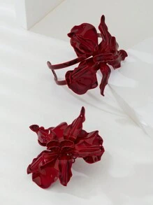 1 套勃艮第珠宝花束珠宝套装，适合女士、时尚戒指和手链，适合派对或街头装 - 酒紅色 - 查看 3