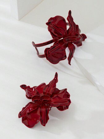 1 set Burgundy smycken bukett Smyckesset för kvinnor, moderingar & armband för fest eller streetwear