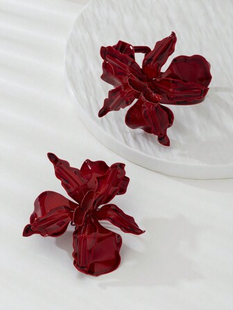 1 set Burgundy smycken bukett Smyckesset för kvinnor, moderingar & armband för fest eller streetwear