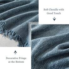 Chenille Couch Cover For Sectional Sofa L Shape Slipcover Armrest Backrest Futon Couch Cover For Dog Cat Pet Furniture Protector With Tassel Washable Couch Cover For Sofa Cover Seat Couch Covers L Shape Sofa Slipcover - 霧霾藍 - 查看 10