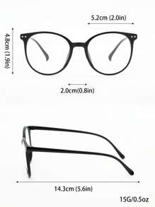 1pc Unisex Retro Round Frame Y2K Fashion Eyeglasses, Cute For Daily Wear - Black - View 4
