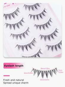 5 对动漫主题自然交叉假睫毛，睫毛延长，使睫毛更浓密、卷曲、蓬松、细腻，6 毫米/12 毫米长度，甜美大眼睛，适合派对、约会、化妆工具 - 尖尾漫畫款 - 查看 3
