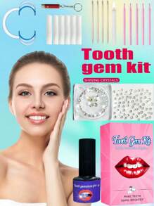 220 piezas Kit DIY de joyas autoadhesivas súper brillantes para los dientes, fácil de desmontar e instalar, decoración de dientes con mariposa, cristal blanco de forma redonda asimétrica, pegatinas luminosas para los dientes en estilo hip hop gótico europeo y americano, adecuadas para bares, karaoke, fiestas, festivales y Halloween, con adhesivo fuerte y todas las herramientas y pegamento necesarios