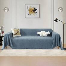 Chenille Couch Cover For Sectional Sofa L Shape Slipcover Armrest Backrest Futon Couch Cover For Dog Cat Pet Furniture Protector With Tassel Washable Couch Cover For Sofa Cover Seat Couch Covers L Shape Sofa Slipcover - 霧霾藍 - 查看 7