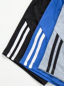 3pcs/Set Boys Casual Shorts, Letter & Print Pattern Elastic Waist Knit Shorts, For Summer Outings - Multicolor - View 7