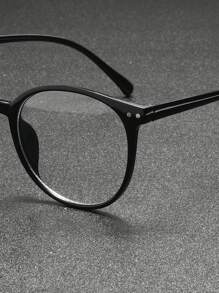 1pc Unisex Retro Round Frame Y2K Fashion Eyeglasses, Cute For Daily Wear - Black - View 2