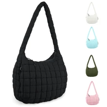 Oversized Ruched Bag Quilted Pattern Minimalist,Solid Color Pleated Puffy Cloud Shoulder Bag, Fashionable And Practical For Women, Simple And Large-Capacity,Can Be Worn Crossbody, Zip Closure
