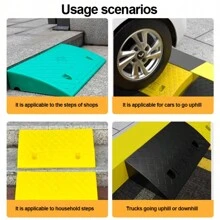 Ramă de bordură pentru mașină din PE, portabilă, rezistentă, 2 buc, rampă de prag cu suprafață de tracțiune anti-alunecare, pentru mașini de tuns iarba, trotuare, mașini, scaune cu rotile și animale de companie