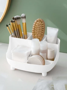 1pc Desk Sofa Shaped Phone Holder & Storage Box, Multifunctional 6-Compartment Makeup Jewelry Stationery Organizer - White - View 5