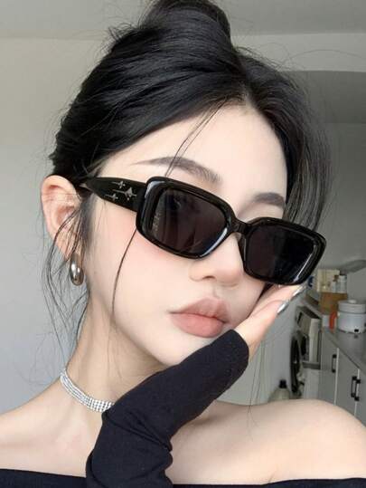 1 件女士流星方形复古时尚眼镜，适合夏季海滩度假、户外、旅行