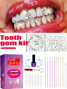 220pcs Self-Adhesive Super Shiny Tooth Gems DIY Jewelry Set With Tools, Removable & Reusable Butterfly Tooth Decor, Crystal White Rhinestone Round & Asymmetric Shape, Fashion Sparkling Tooth Sticker For Y2K, Party, Halloween, Sturdy & Reliable, Comes With Glue