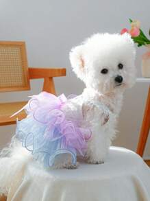 PETCIRCLE 1 件宠物连衣裙，适合小型犬和猫的可爱星空梦幻薄纱连衣裙，适合小型犬和幼犬的时尚服装