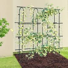 Gartenbogen, Gartenspalier für Kletterpflanzen, Kletterspalier mit Netz, Metallspalier für Gemüse, Obst und Blumen