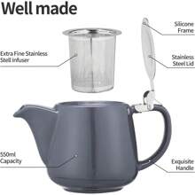 Teapot Ceramic Tea Infuser With Infuser And Lid Large Capacity Ceramic Tea Pot Suitable For Brewing Herbal And Loose Leaf Teas (Gray) - 1 - View 3