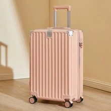 Durable Suitcase With Trolley, Travel Luggage With Large Capacity, Password Lock Bag For School School Accessories School Stuff - Pink - View 1