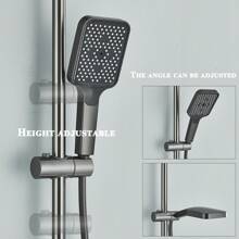 Black Shower Set Shower System Shower Mixer Rain Shower Hand Shower - Xám - Xem 6