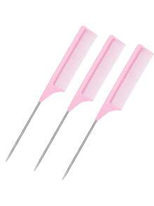 鼠尾，梳子钢针鼠尾碳纤维耐热梳理梳配不锈钢针尾，鼠尾提拉梳，适用于美发沙龙或家庭用品的造型梳 - 彩色 - 查看 11