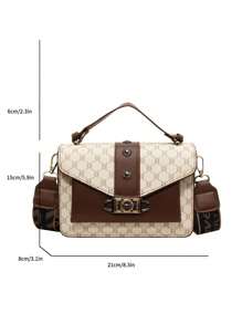 Fashionable Crossbody Bag, Women's Shoulder Bag, Retro Printed Versatile Small Square Bag - White - View 9