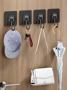 10pcs/Set 5pcs Sticky Wall Damage-Free Hooks, Key Damage-Free Hooks, Clothes Hangers, Bathroom Damage-Free Hooks, Waterproof Adhesive Damage-Free Hooks, Suitable For Bathroom, Bedroom, Entryway