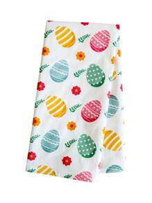 Zestaw kuchennych ręczników i serwetek z nadrukiem w kształcie jajek wielkanocnych, prostokątne ręczniki wielofunkcyjne do mycia naczyń, sprzątania, dekoracji stołu, rekwizytów fotograficznych