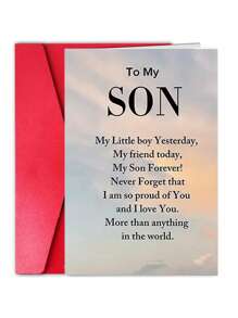 1PC Heartfelt Son's Birthday Card, 4.92 Inches X 6.93 Inches, A Sentimental Mother's Love Message, A Paper Card With An Envelope, A Birthday Wish For Any Son