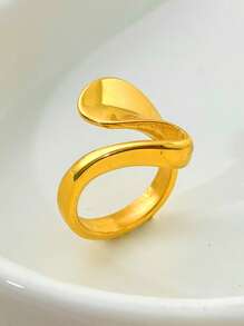 Mazuer 1 pieza Anillo de acero inoxidable asimétrico minimalista con estilo vintage como regalo de cita, joyería para fiesta de vacaciones