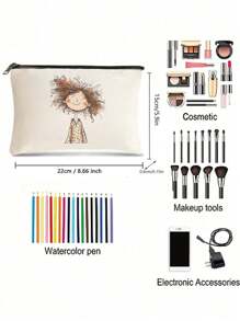 休闲 Y2k 风格化妆包，带拉链开合，便携式洗手洗漱用品收纳袋，圣诞女孩礼物，邮递员必备品，给姐妹、女朋友、女儿的圣诞礼物，新年礼物化妆品收纳袋女士配饰旅行用品化妆包学校用品化妆包节日必备品化妆包袋节日冬季豹纹腊肠犬女士礼物 - 彩色 - 查看 4