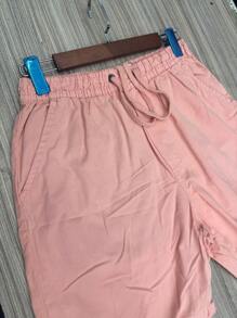 Men's Twill Shorts With Drawstring, Above-The-Knee Model - Naranja - Ver 3