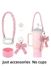 Conjunto de Acessórios da Cup (Sem Copo) Compatível com a Cup 30 Oz 40 Oz, Incluindo 1 Conjunto de Alça de Garrafa de Água, 1 Peça de Tampa de Palha de Silicone, 1 Peça de Bota de Copo de Silicone, 1 Conjunto de Acessórios de Encantos