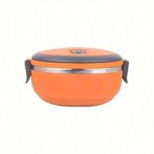 Stainless Steel Round Lunch Box, Portable Insulated Food Storage Container With Lid And Handle, Easy To Clean, Suitable For Office, School, Camping, And Outdoor Use, Suitable For Students And Office Workers - No Power Needed