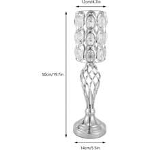 CNCEST 婚礼花瓶用于中心装饰 银色中心装饰用于婚礼 带水晶珠 散装中心装饰用于桌面 19.7 英寸高金属桌面花架 适用于婚礼生日、活动、家居装饰（银色/金色）、婚礼装饰、中心装饰、桌面装饰、派对