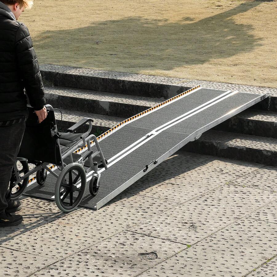 Portable Wheelchair Ramp, 800 Lbs Capacity, Non-Slip Aluminum Folding Threshold Ramp, Foldable Mobility Scooter Ramp Wheel Chair Ramp, Handicap Ramp For Home Steps, Stairs, Doorways, Curbs - 10 Ft - View 1