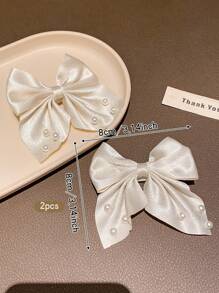 2 piezas Pasadores de pelo con lazo de moda, accesorios de pelo de estilo dulce adecuados para uso diario - Beis - Ver 2