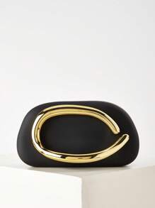 复古金属装饰手拿包，新款酒红色新娘婚礼派对手提包，女士链条单肩斜挎包，适合少女、大学生、年轻职业人士、办公室、大学、工作、商务、通勤、户外活动、旅行、野餐、派对、婚礼、舞会、宴会等场合，是派对的理想之选。 - 黑色 - 查看 2