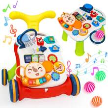 5-In-1 Baby Walker Sit-To-Stand Early Learning Walker For Toddlers, 1+ Years Baby Balance Bike/Push Walker/Activity Table/Detachable Panel With Music - Yellow - View 3
