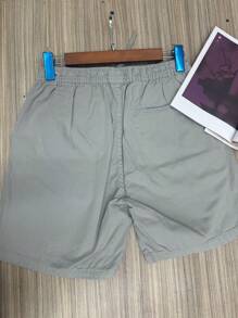 Men's Twill Shorts With Drawstring, Above-The-Knee Model - Xám - Xem 3