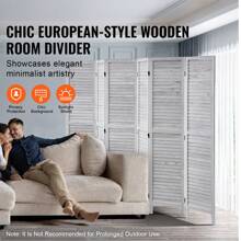 Wood Room Divider,  Panel Wood Folding Privacy Screen, 66.9 Inches Tall Indoor Louvered/Carved Wooden Partition Divider, Portable Decoration Screen, For Room Separation, Home, Office, Restaurant & Bedroom - trắng 6Màn hình có cửa sổ - Xem 2