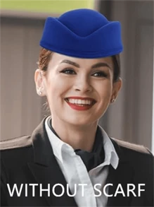 1Sets Stewardess Hat With Scarf (Some Style Without Scarf) Flight Attendant Cap Felt Pillbox Hats Air Hostess Retro Fedoras Cap Beret Hat Cosplay Costume Party Accessories For Women Lady Gift.