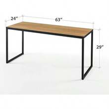 ZINUS Jennifer 55 Inch White Frame Desk, Computer Workstation, Office Desk, Dining Table, Easy Assembly, Natural - màu nâu - Xem 2