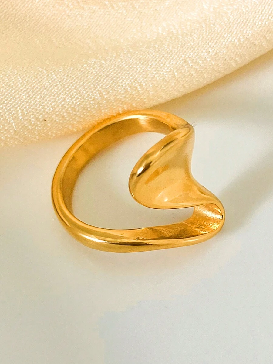 Mazuer 1 pieza Anillo de acero inoxidable asimétrico minimalista con estilo vintage como regalo de cita, joyería para fiesta de vacaciones
