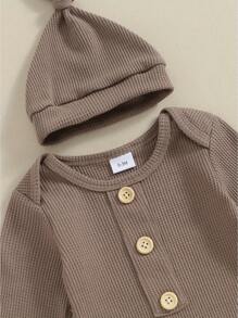 Newborn Baby Bodysuits - Brown - View 3