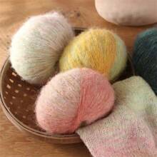 3 Pcs Oil Painting Gradient Mohair Yarn, 150g Handmade Knitted Oil Painting Style Mohair Yarn, Dye Lot Mohair Yarn Sections For Shawl Cardigan - 3 Packs - View 4