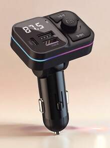 Reproductor de MP3 Bluetooth para automóvil y cargador USB múltiple para automóvil de 3.1A con luces de colores, conexión inalámbrica Bluetooth V5.3