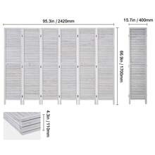 Wood Room Divider,  Panel Wood Folding Privacy Screen, 66.9 Inches Tall Indoor Louvered/Carved Wooden Partition Divider, Portable Decoration Screen, For Room Separation, Home, Office, Restaurant & Bedroom - trắng 6Màn hình có cửa sổ - Xem 10