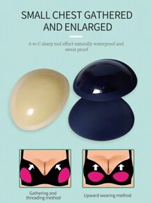 2 pares de rellenos para sujetador, almohadillas adhesivas push-up, levantamiento de senos de silicona impermeables para mujeres en trajes de baño, bikinis, vestidos, en colores beige y negro - Multicolor - Ver 5